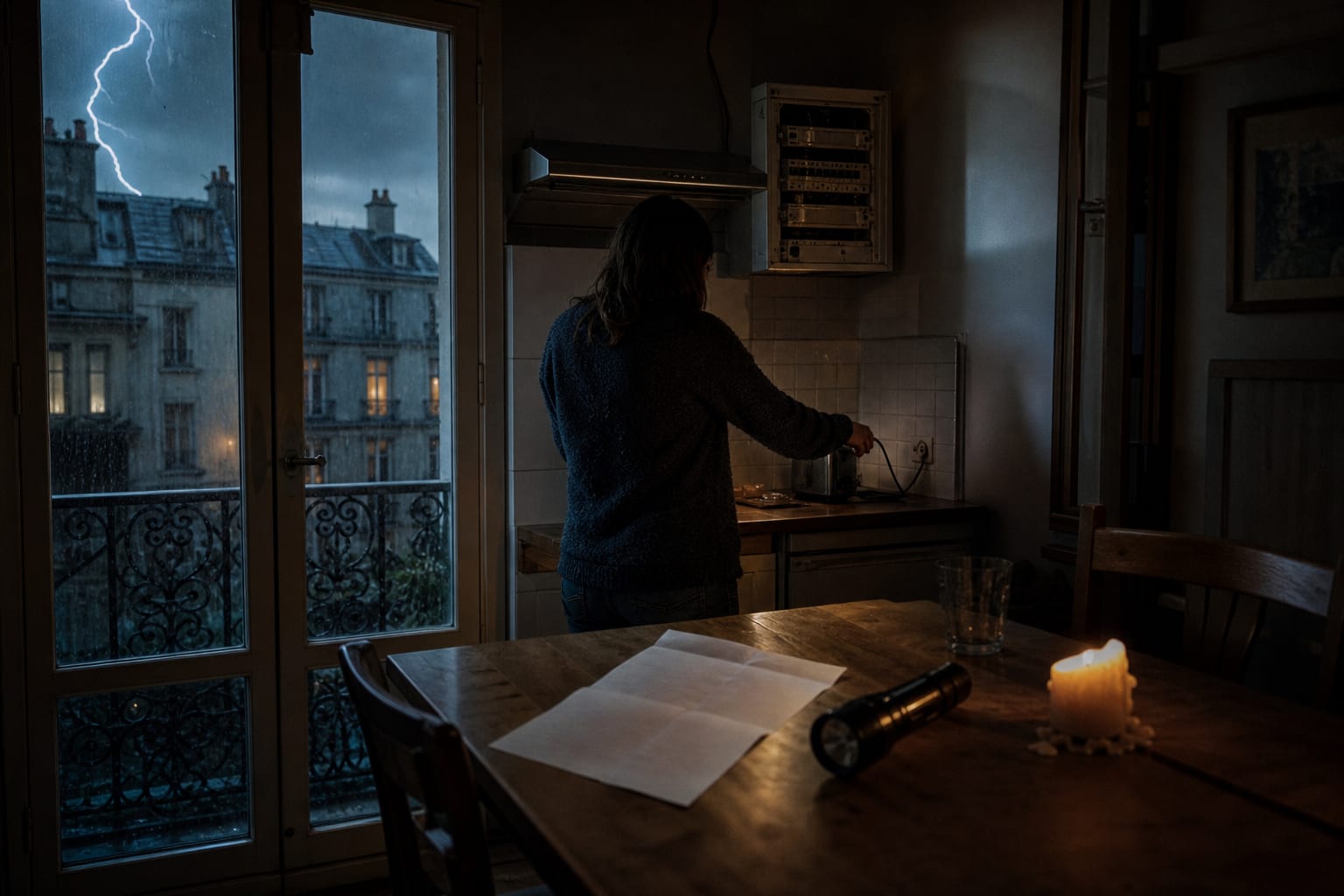 Habitant débranchant un appareil après une coupure de courant dans son logement.